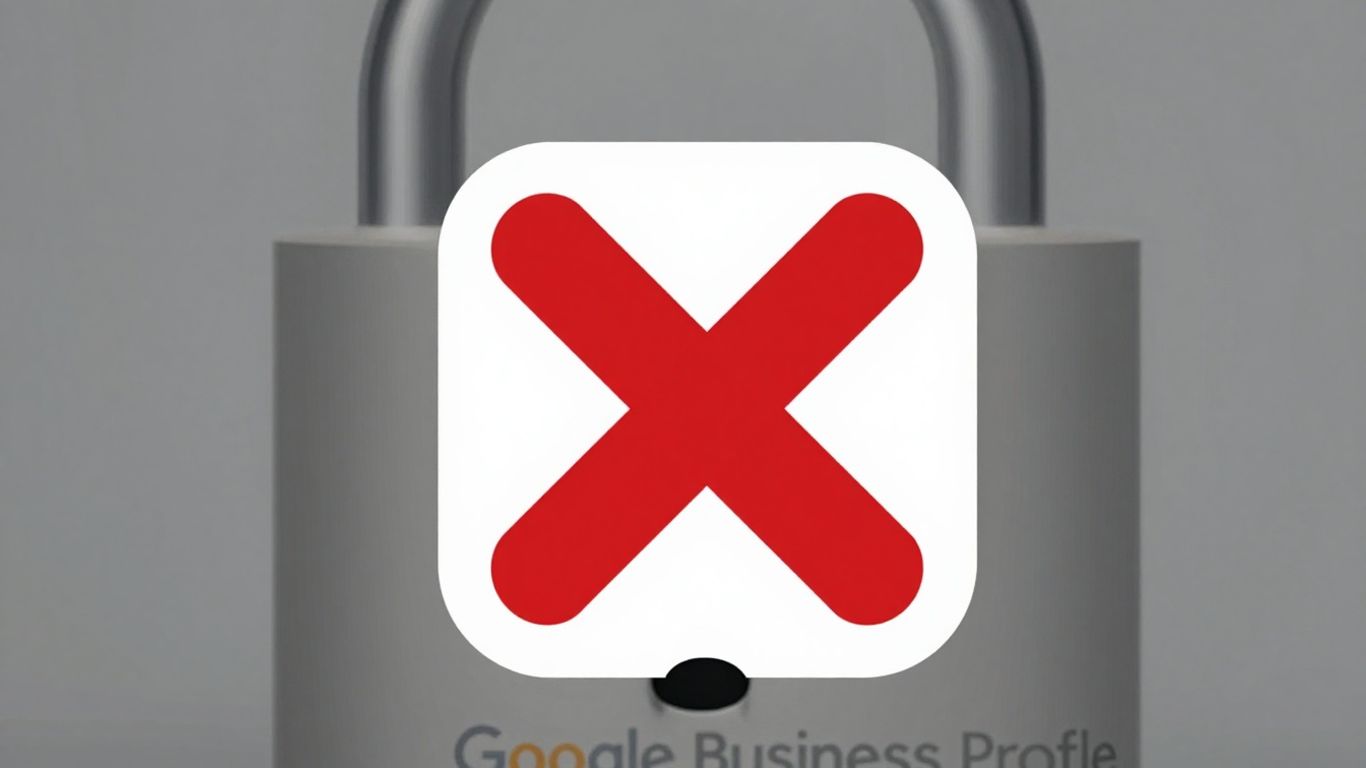 Google Business Profile suspension lock icon with red X.