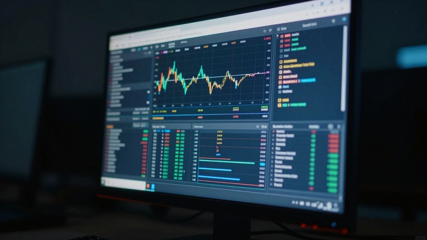 Modern trading monitor displaying dynamic financial data.