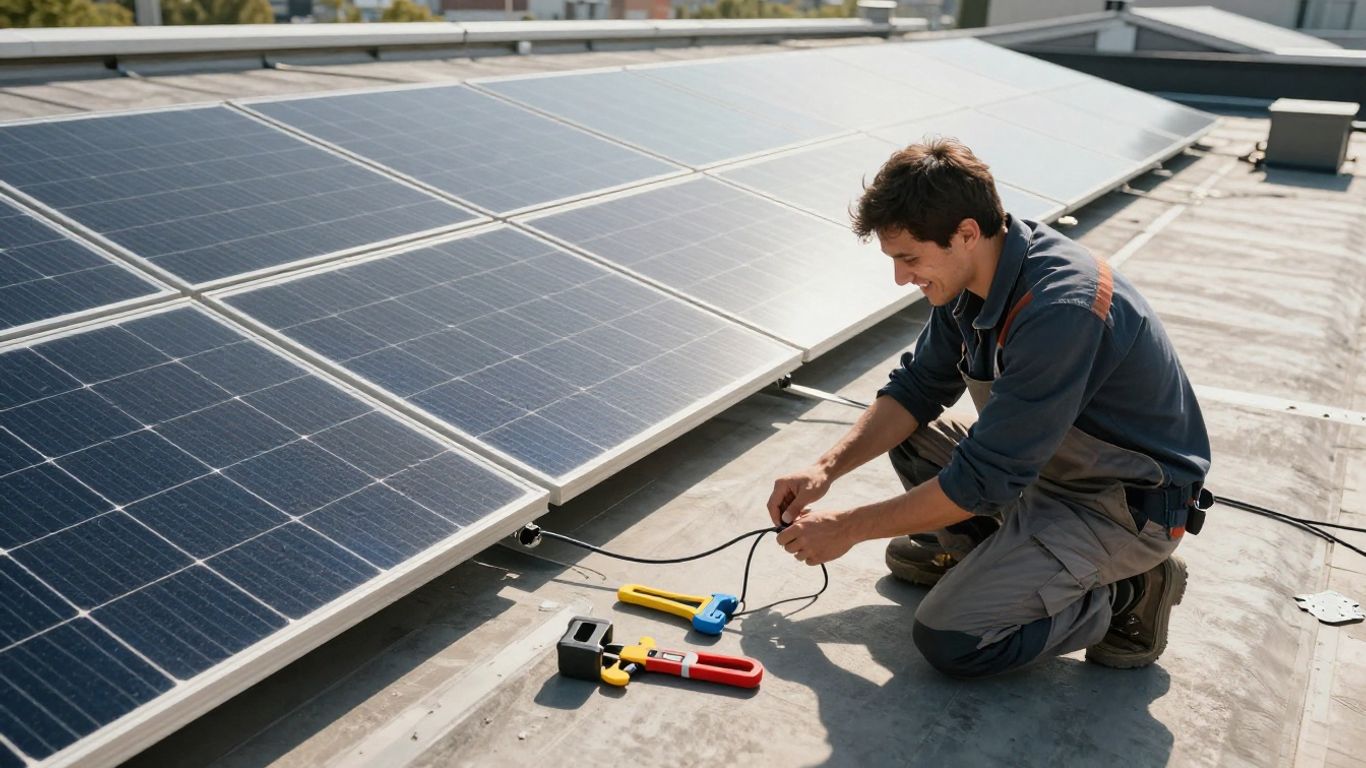 Installation facile d'un kit solaire sur un toit.