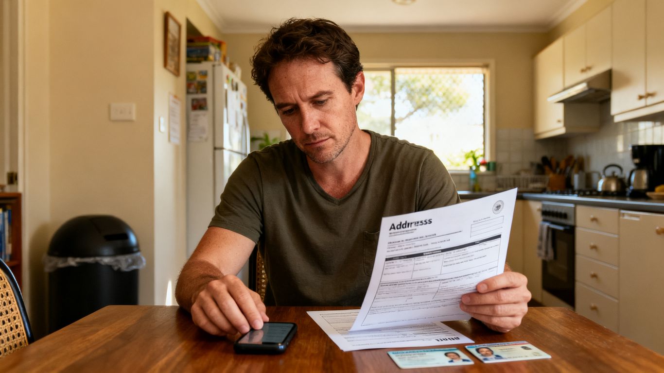 Applicant checking address details beside official paperwork