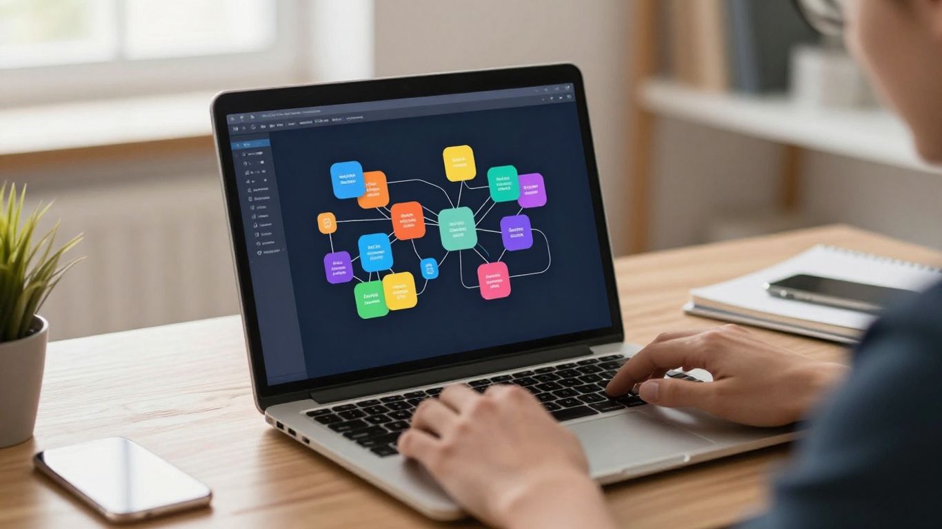 Interface visuelle reliant plusieurs applications professionnelles dans un workflow automatisé