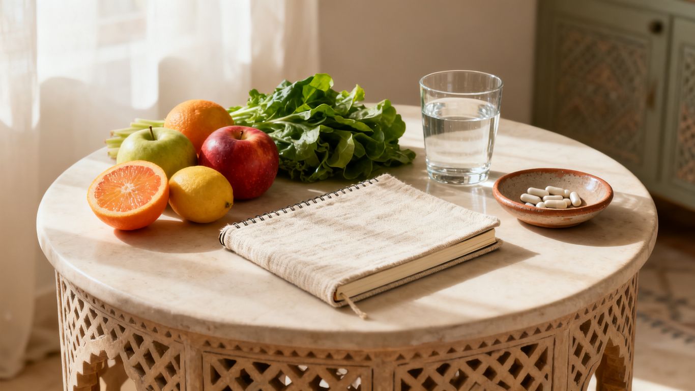 Carnet et aliments sains pour nutrition