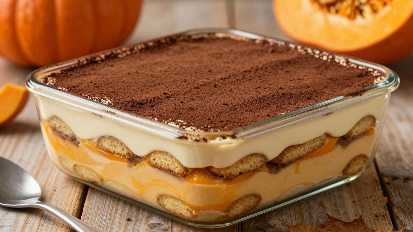 Layered pumpkin tiramisu ready for chilling
