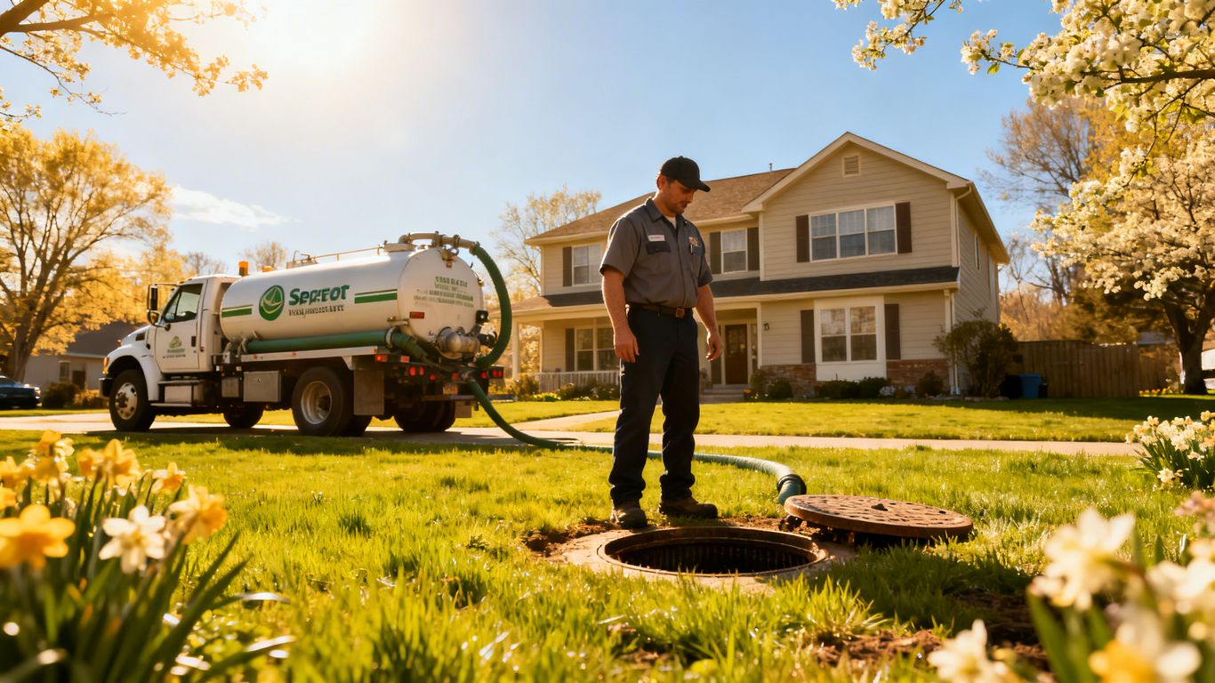 Septic tank pumping service in spring