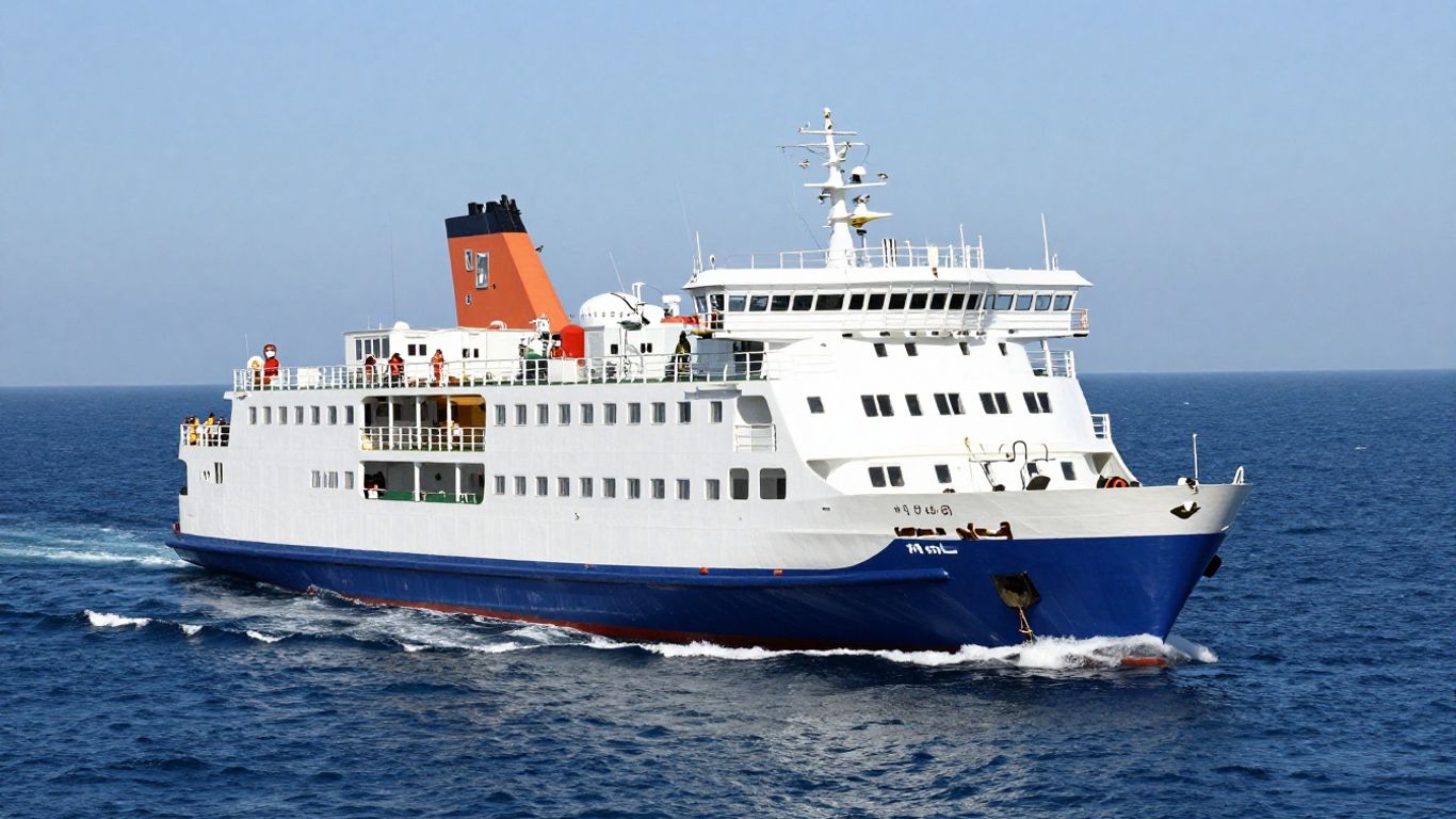 Ferry sailing across the North Sea.
