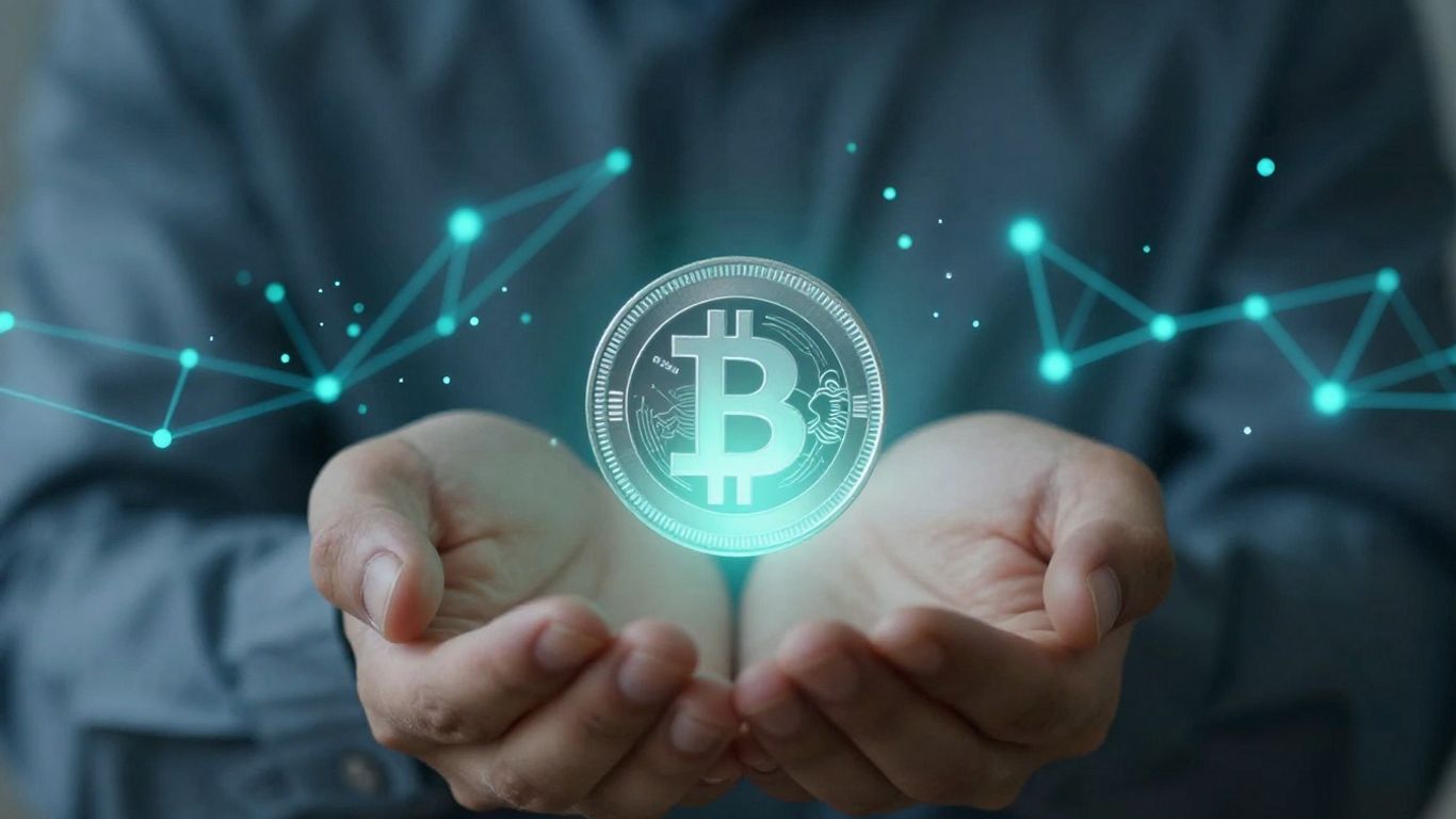 Digital coin with network background