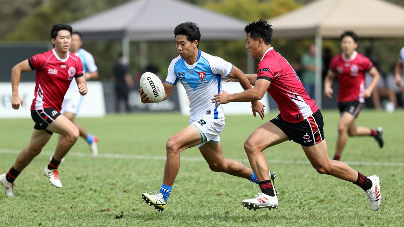 Balmain Touch Football players in action on a green field.