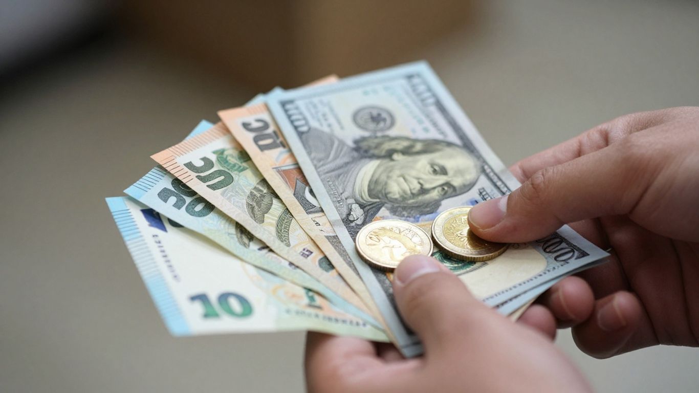 Main d'une personne tenant de l'argent