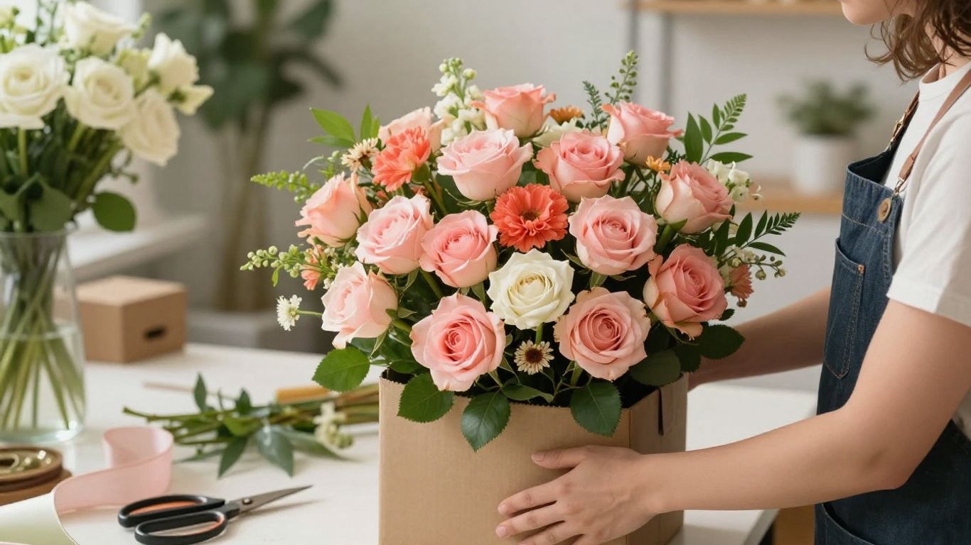 Florist arranging flowers for same-day delivery