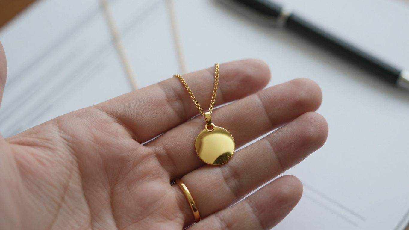 Main d'une personne tenant des bijoux en or.