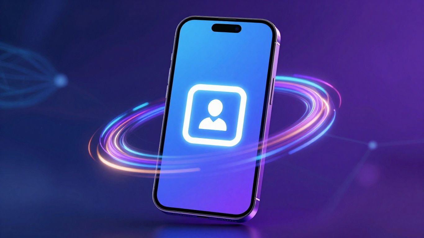Mobile Customer Engagement. Smartphone with glowing loyalty icon and abstract light trails.