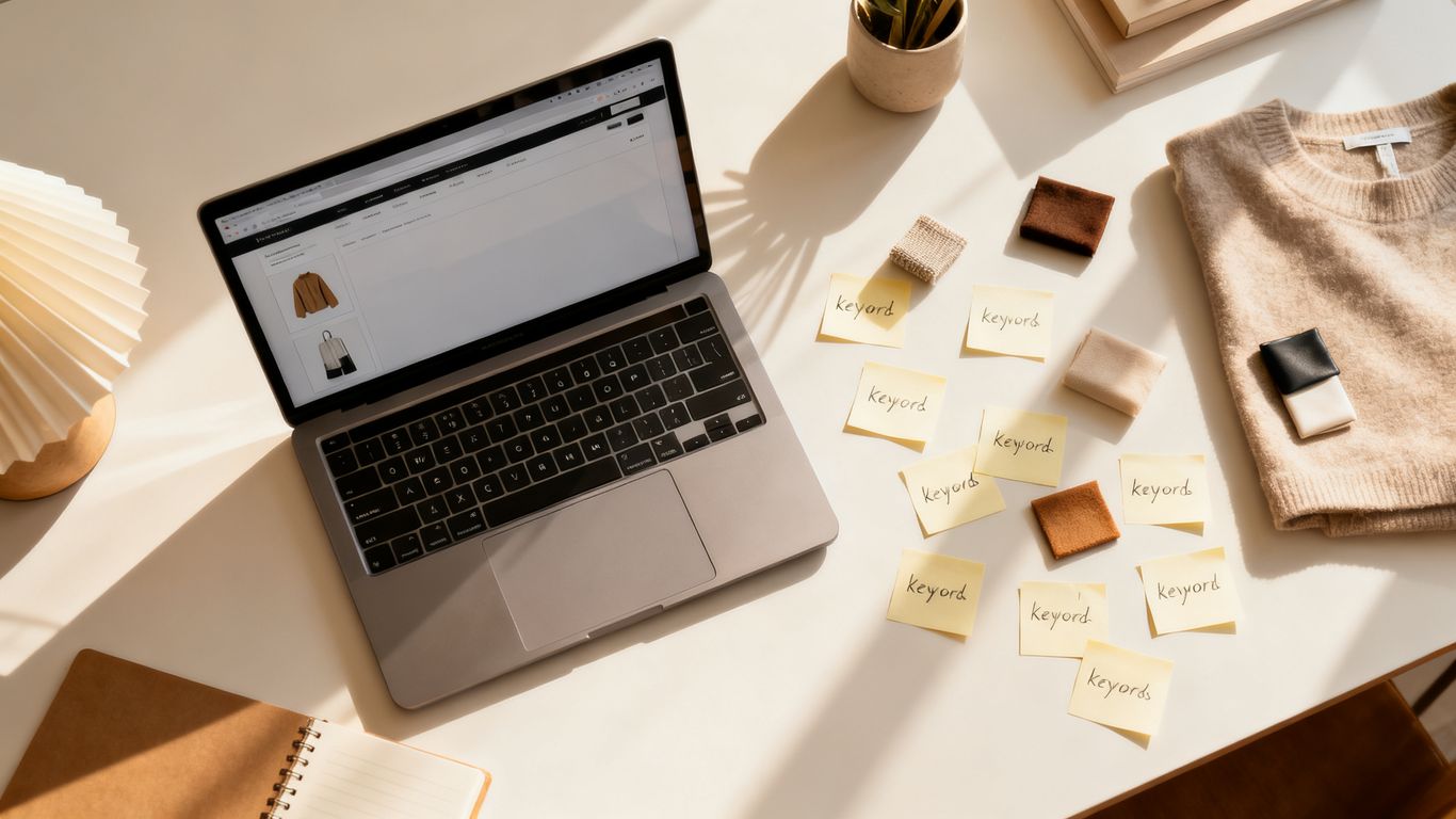 Amazon keyword research workspace with product notes