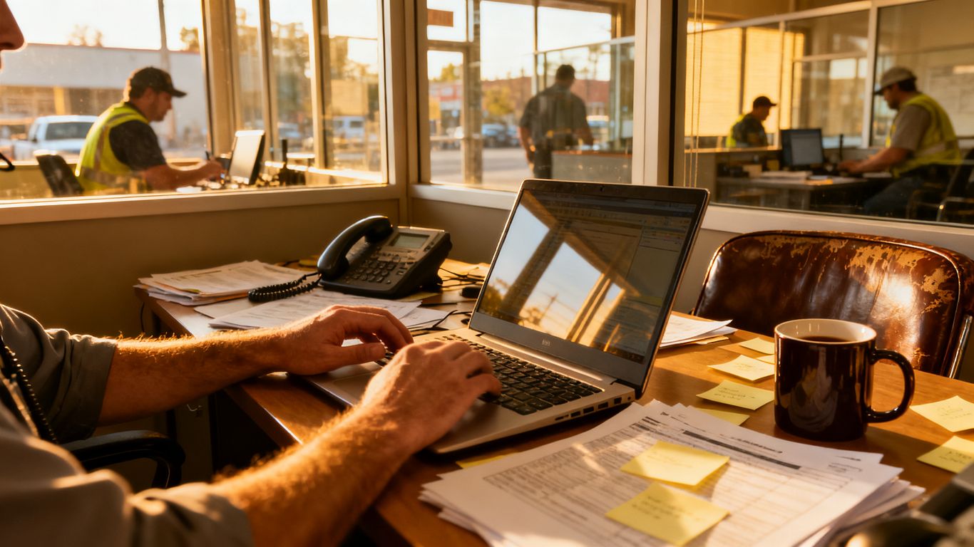 Dispatcher coordinating technicians across service calls