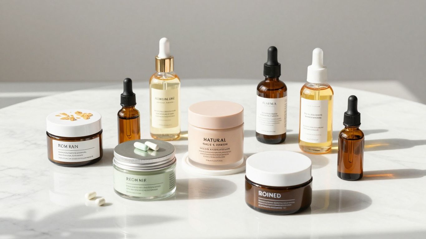 A diverse set of wellness products on a table