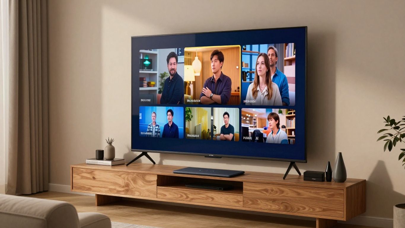 Living room television showing crisp streaming video