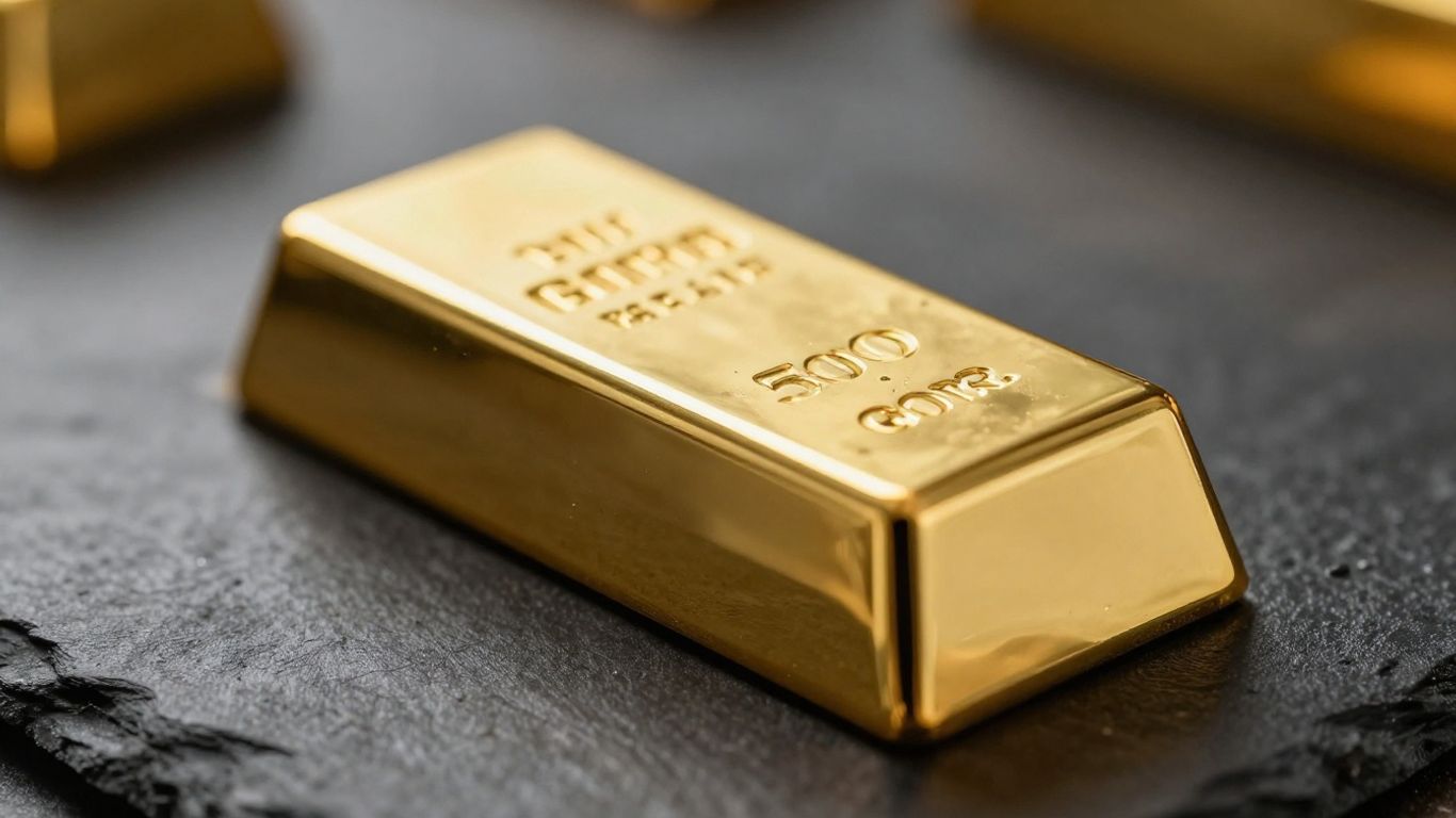 深色背景上閃亮的金條。