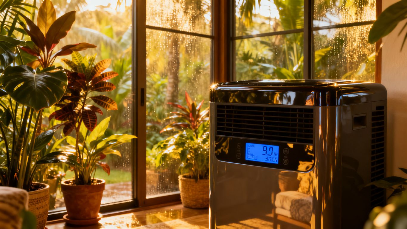 Assessing humidity levels in a tropical living space.