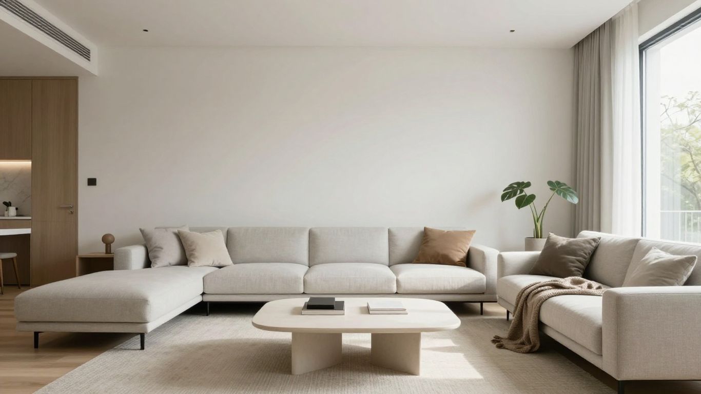 Small modern living room with smart furniture.