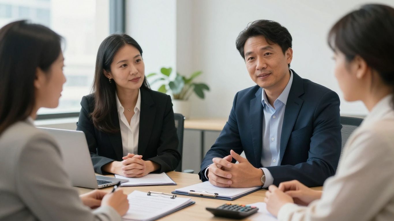 Houston couple meeting with a mortgage professional
