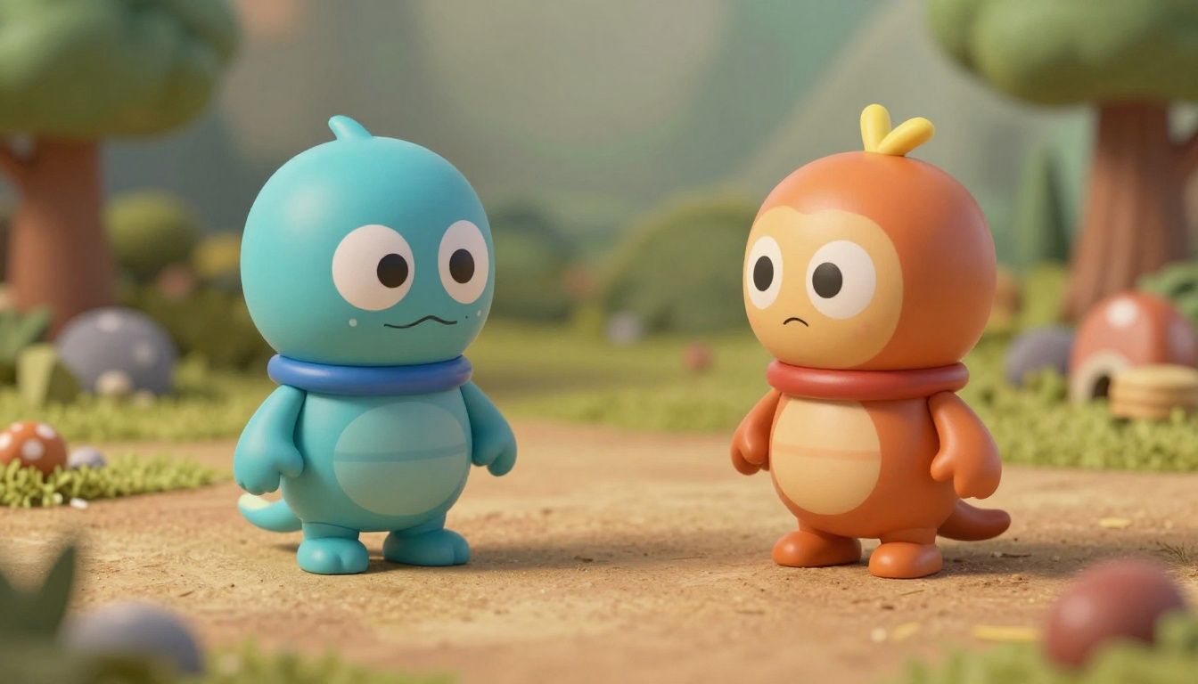 Capa do jogo representando dois personagens em um mundo fantasioso de brinquedo