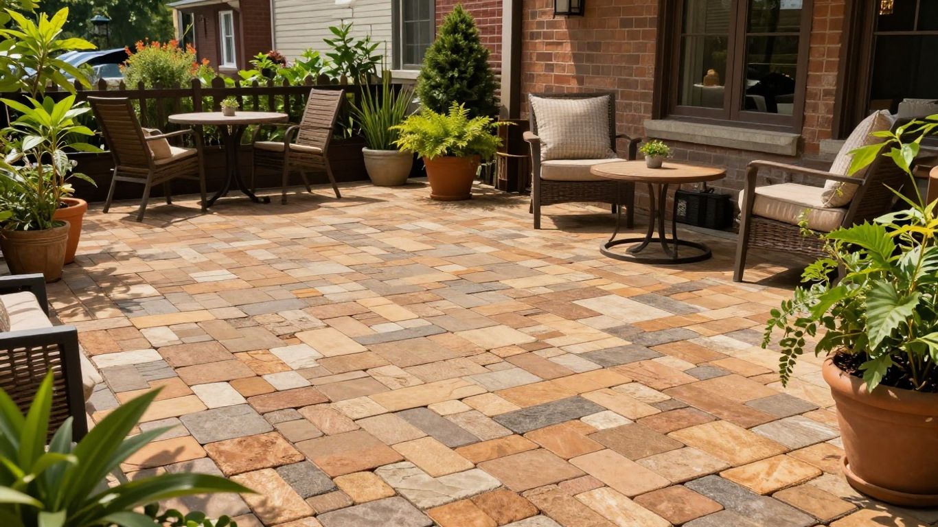 Nashville patio with new paver overlay and outdoor furniture.