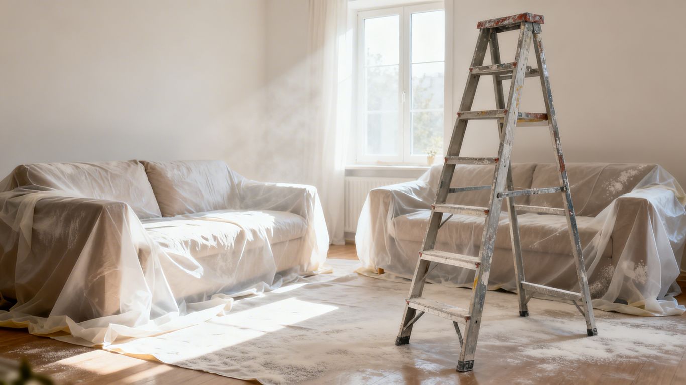 Home interior prepared for professional painting.