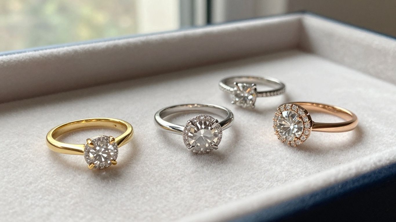 Close-up of elegant engagement ring settings