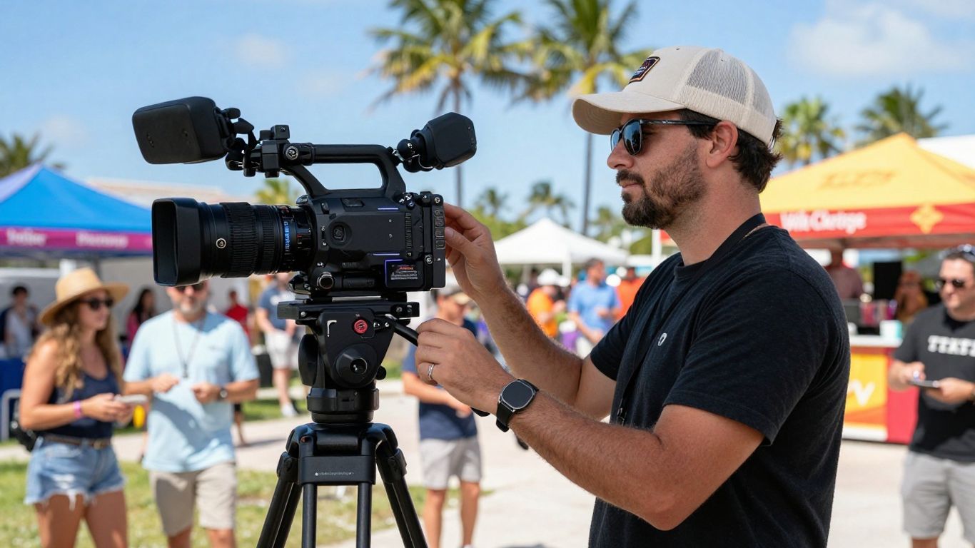 Videographer filming an event in West Palm Beach.