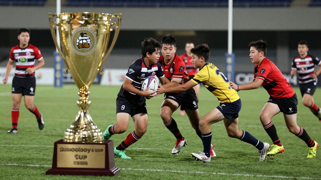 Schoolboys Cup rugby league players competing for the trophy.