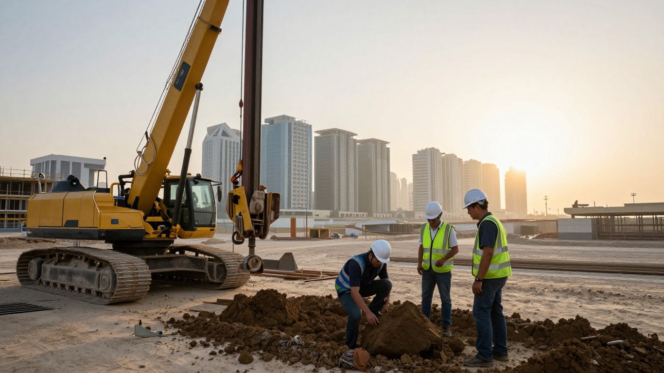 Dubai construction site with soil investigation