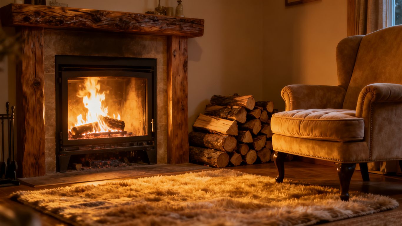 Cozy fireplace ready for fall and winter.