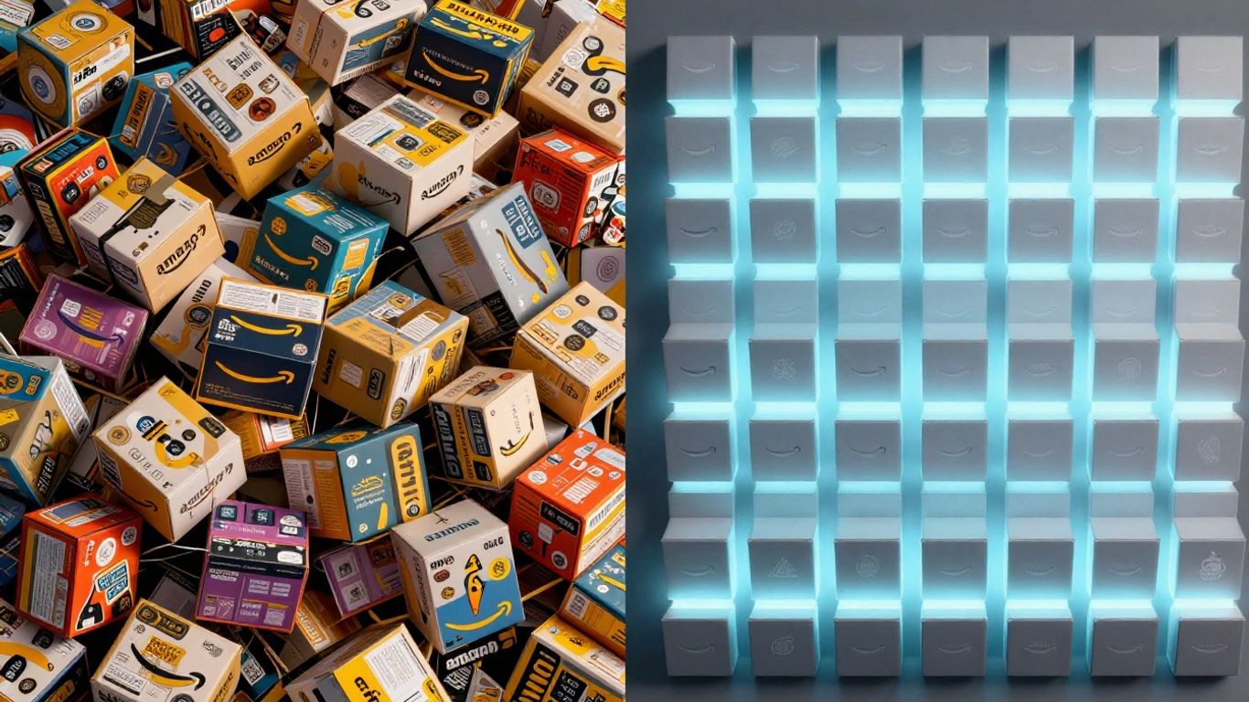 Organized vs. chaotic Amazon product boxes