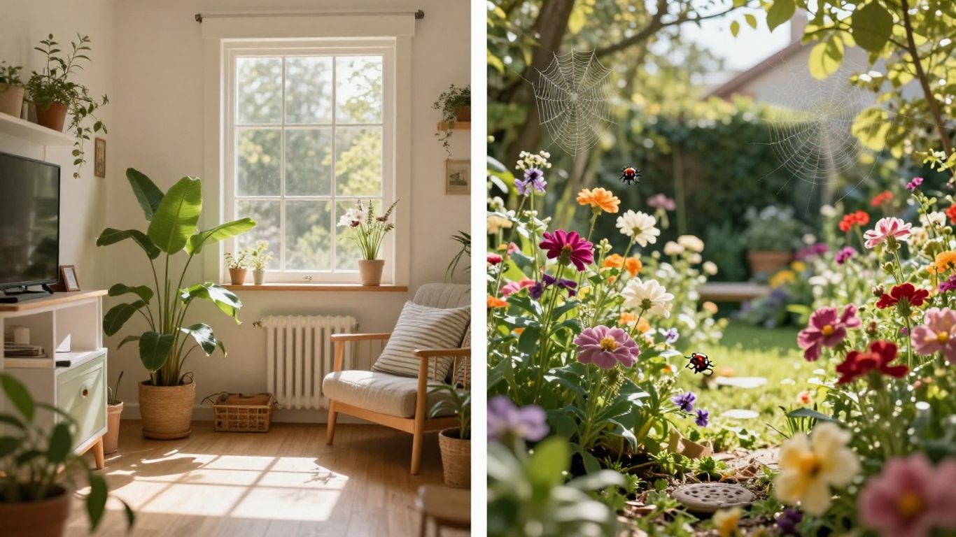 Home and garden with seasonal pest control elements.
