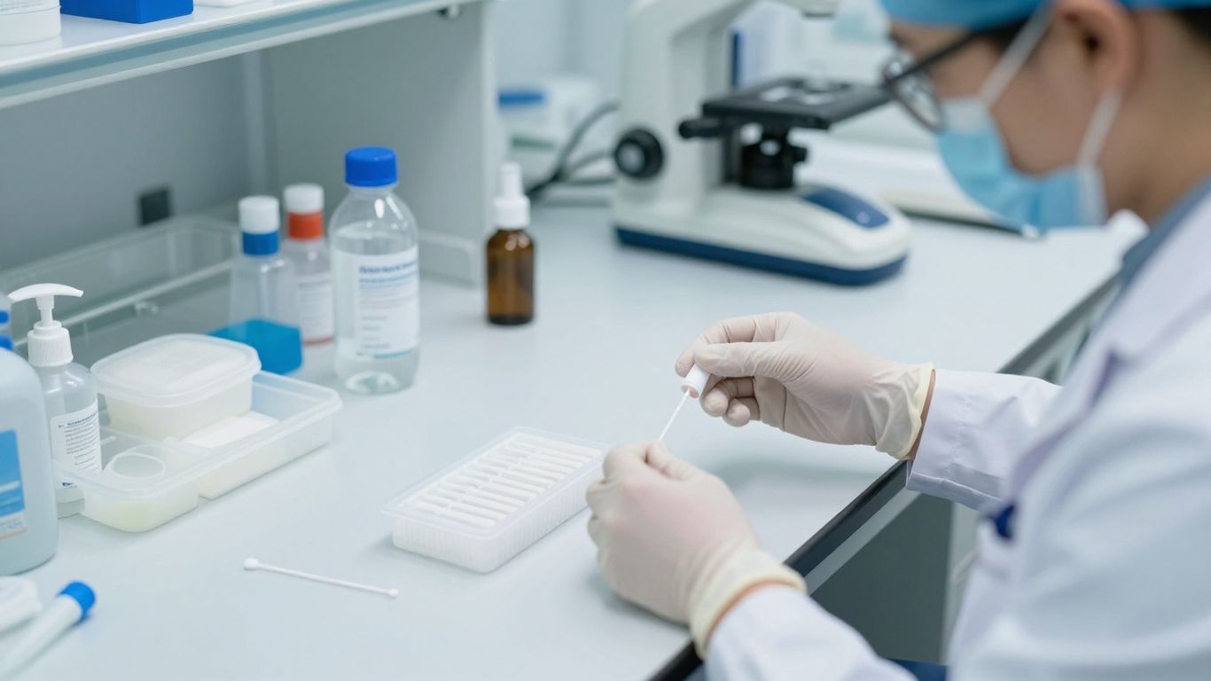 Modern Dubai medical laboratory with clean collection room