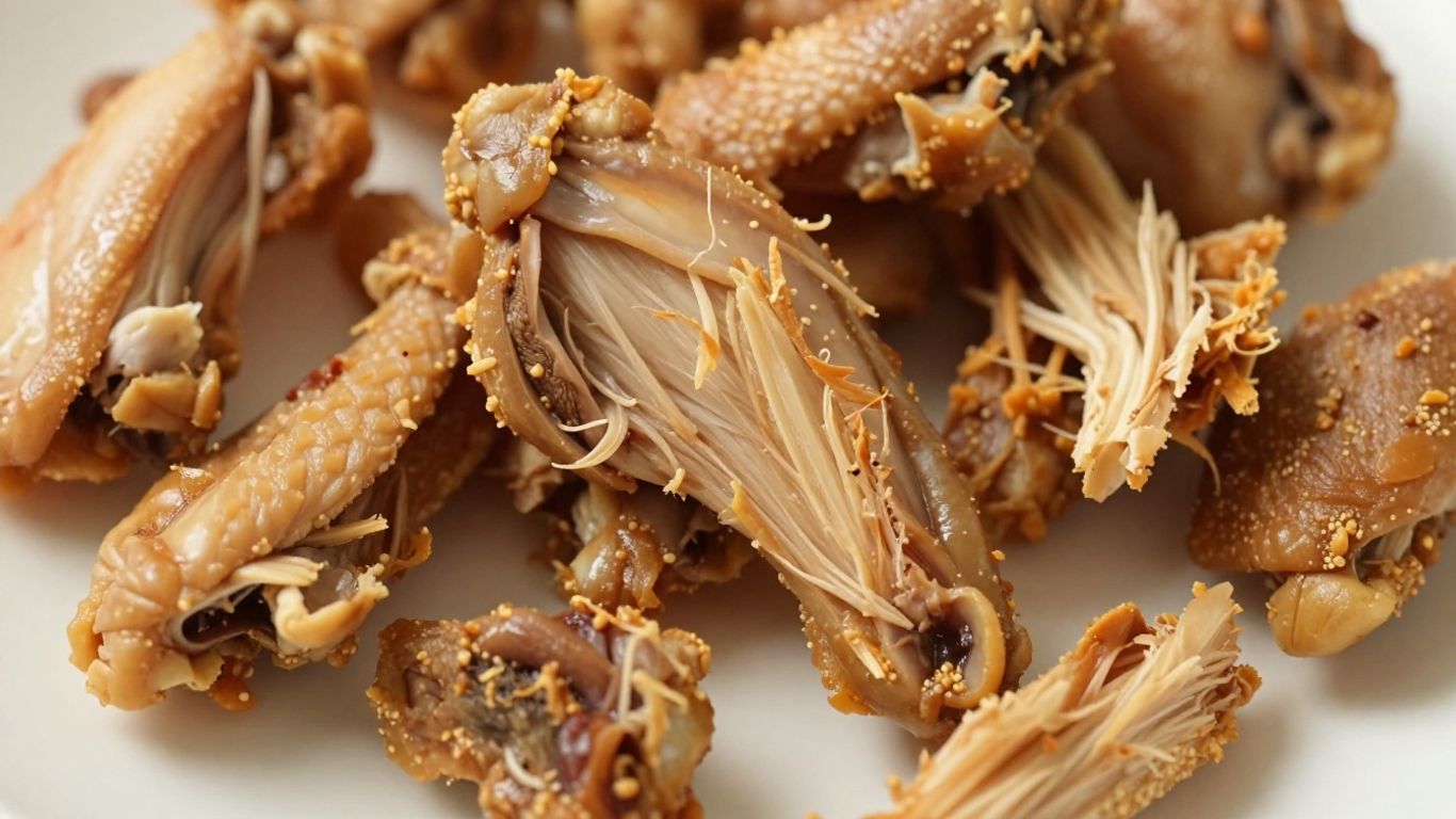 Cooked chicken pieces for dog food.
