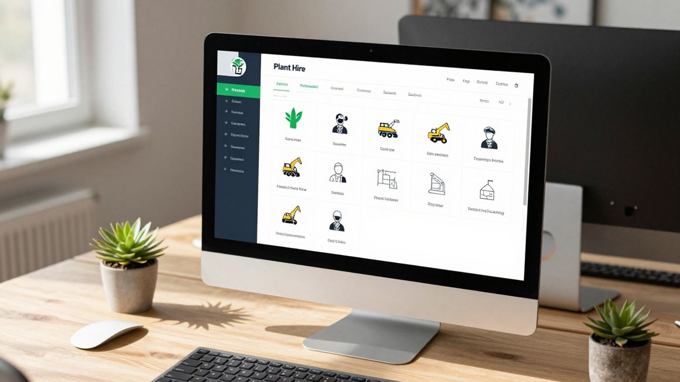 Plant hire software interface managing equipment and operators.