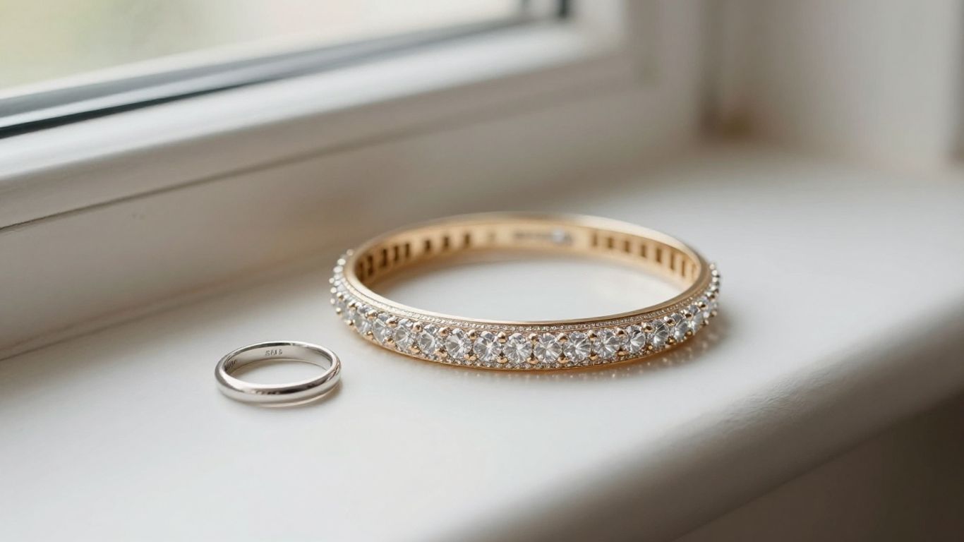 Diamond bangle beside bridal accessories