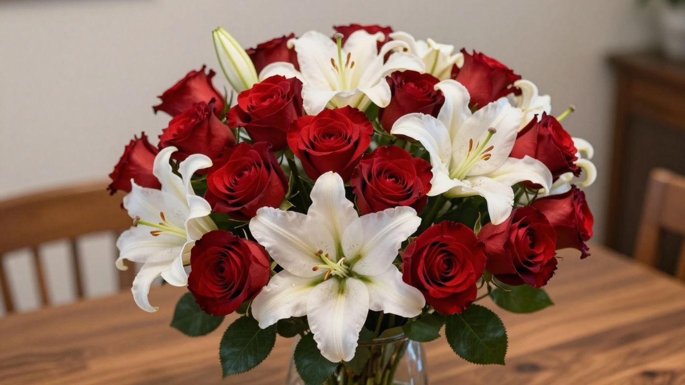 Handcrafted floral arrangement in elegant studio light