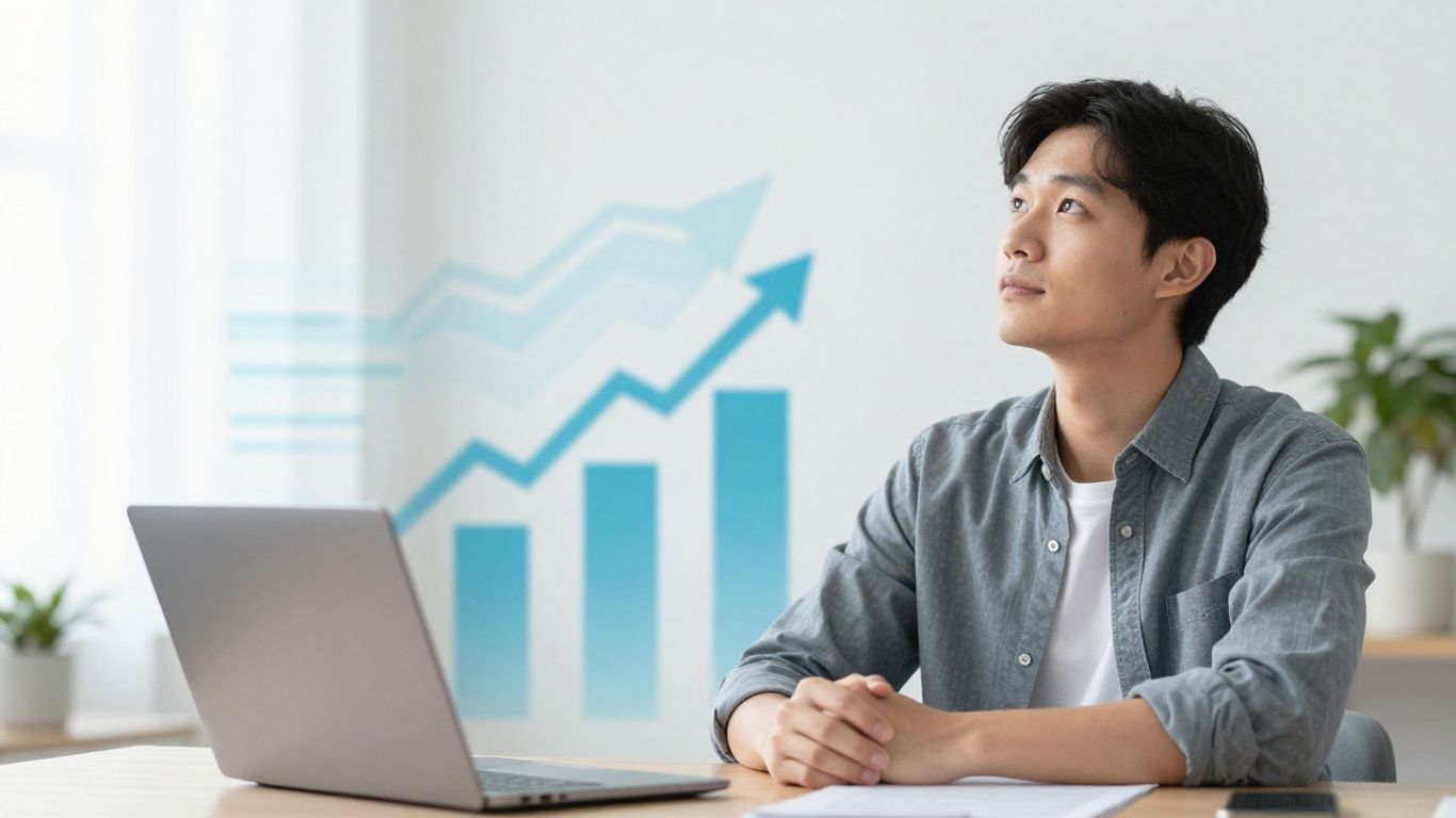 Persona mirando hacia un futuro financiero seguro y próspero.