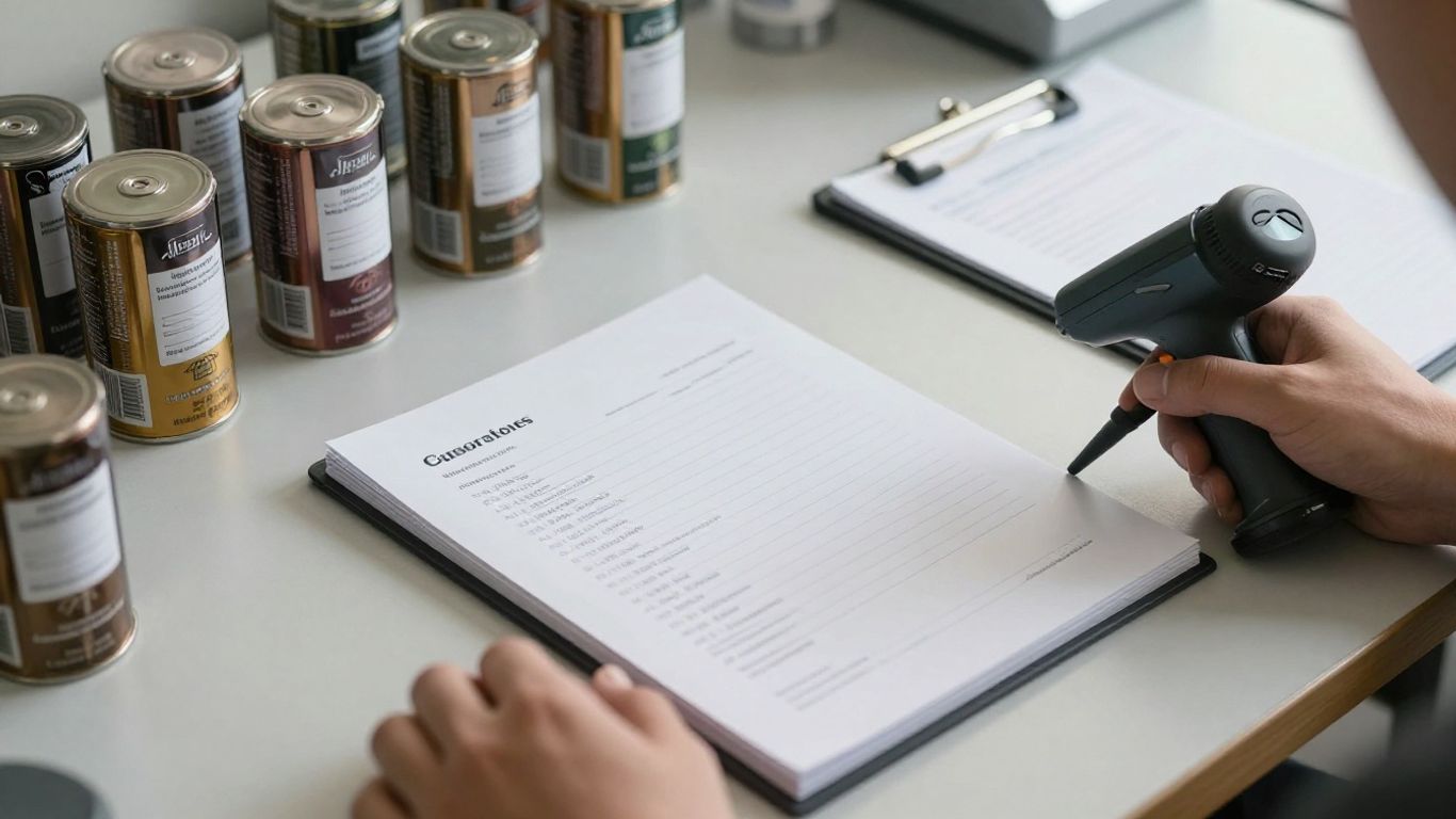 Customs paperwork beside organized vape cartons