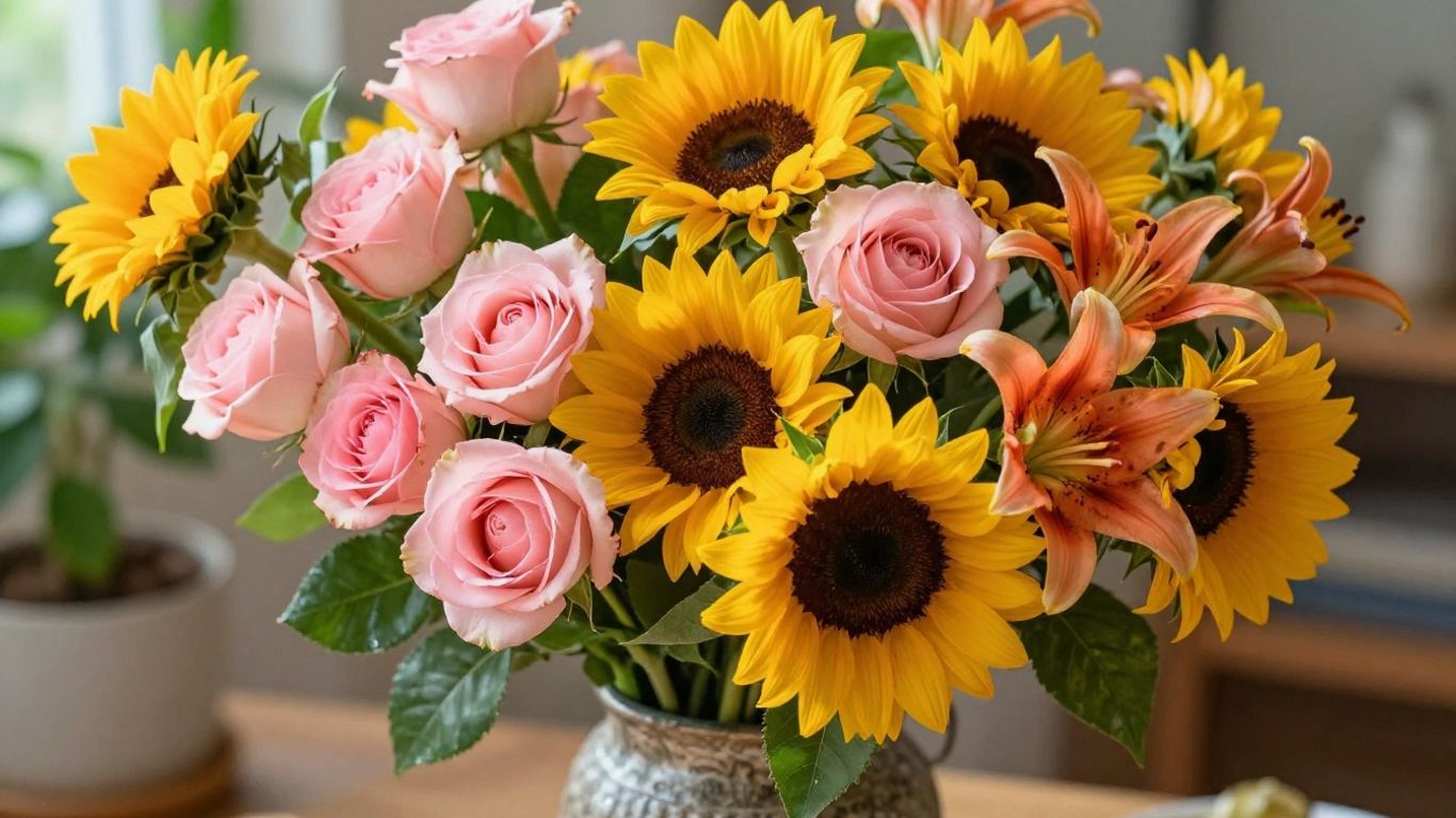 Warm and joyful birthday flower bouquet