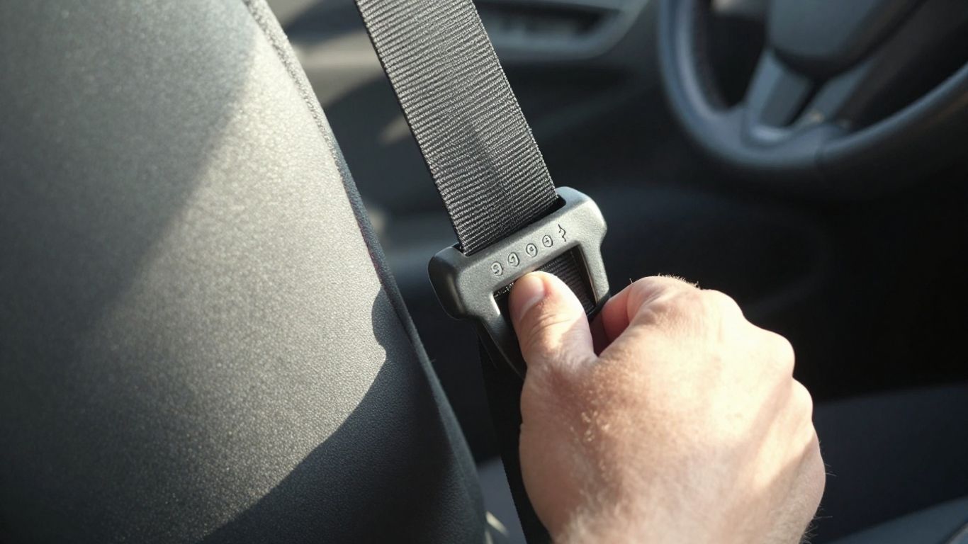 Driver fastening seatbelt in North Carolina.