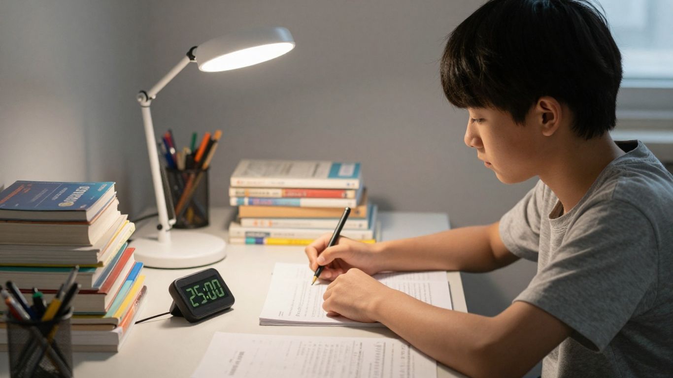 Student using Pomodoro Technique for studying