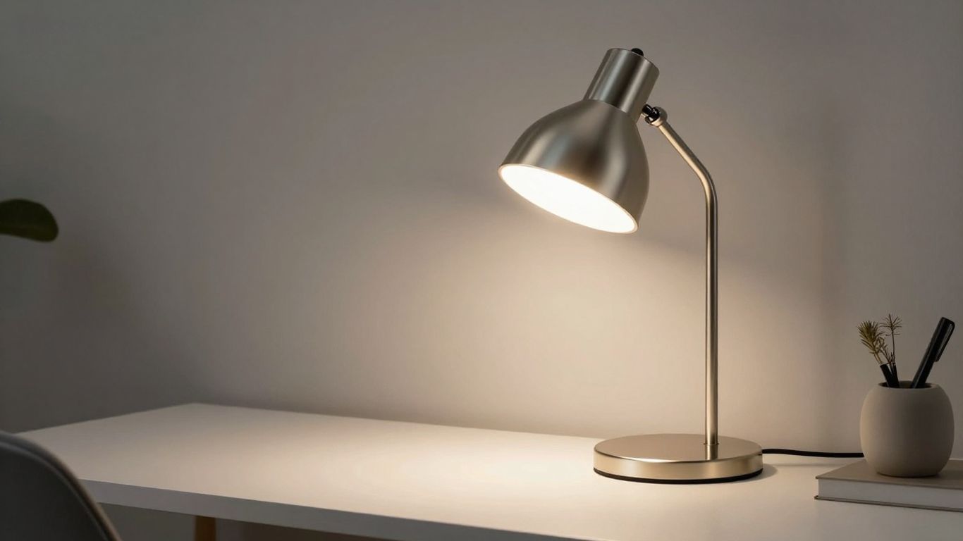Moderne Tageslichtlampe auf einem Schreibtisch