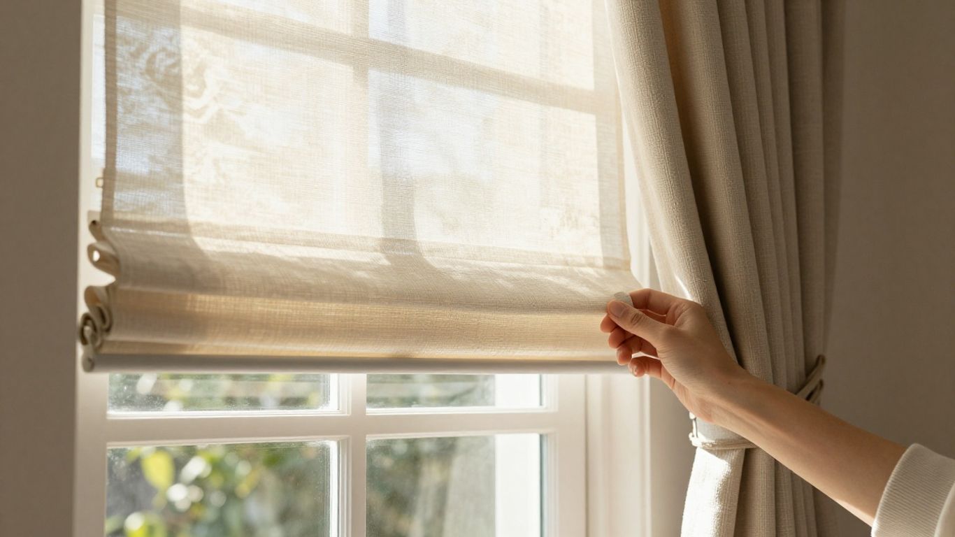 Elegant window treatments in a sunlit room.