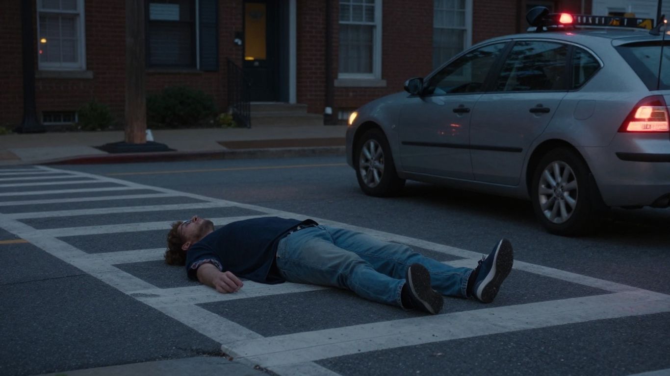 Pedestrian accident scene on a street in Marietta.