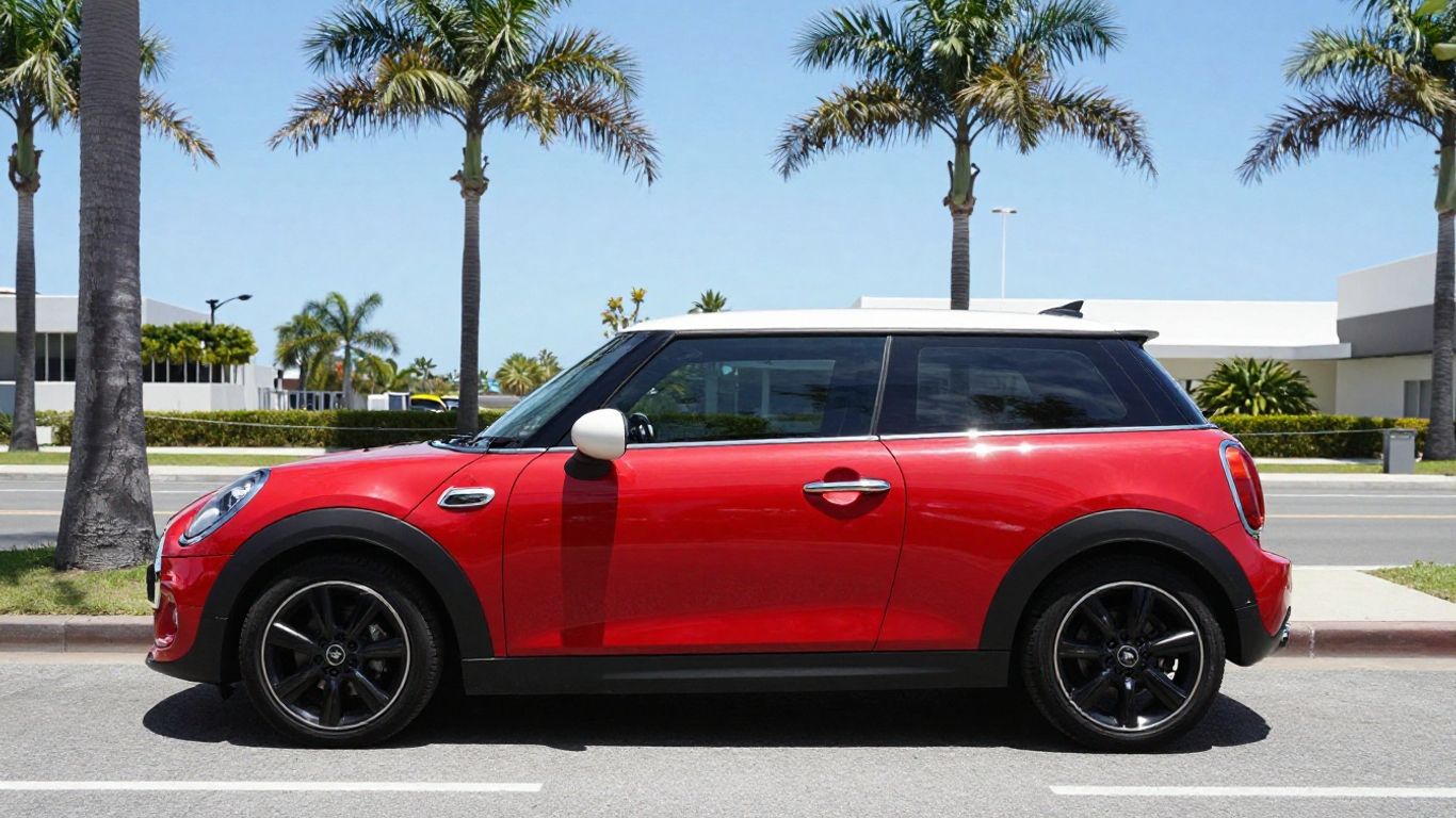 Red Mini Cooper on Gold Coast street