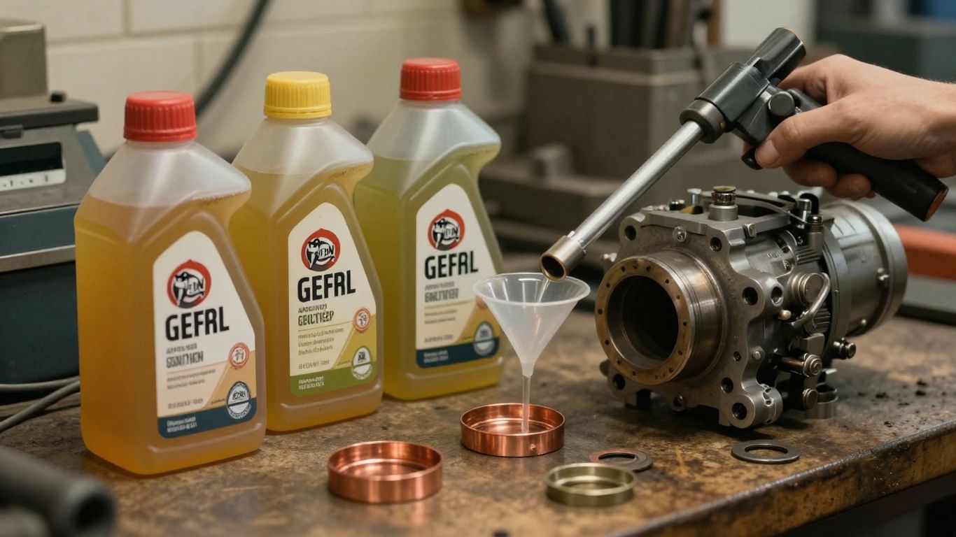 Gear oil bottles and manual transmission components
