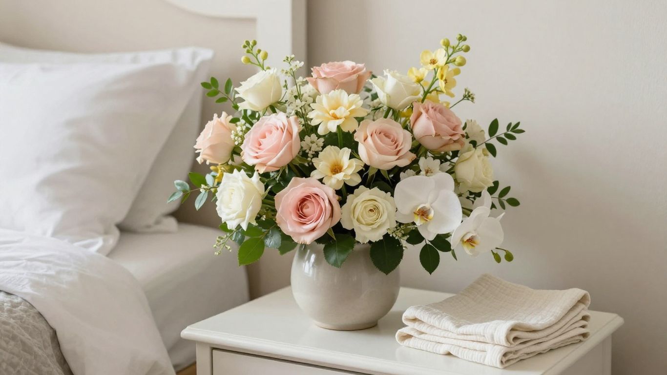 Fresh pastel flowers in a nursery