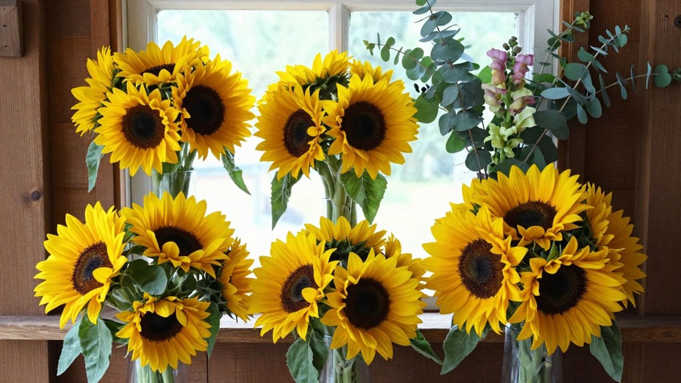 Fresh flowers in a rustic shop display